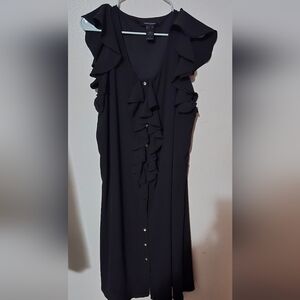 Black Midi Dress w/ Silver Buttons — Ashley Stewart | Plus Size